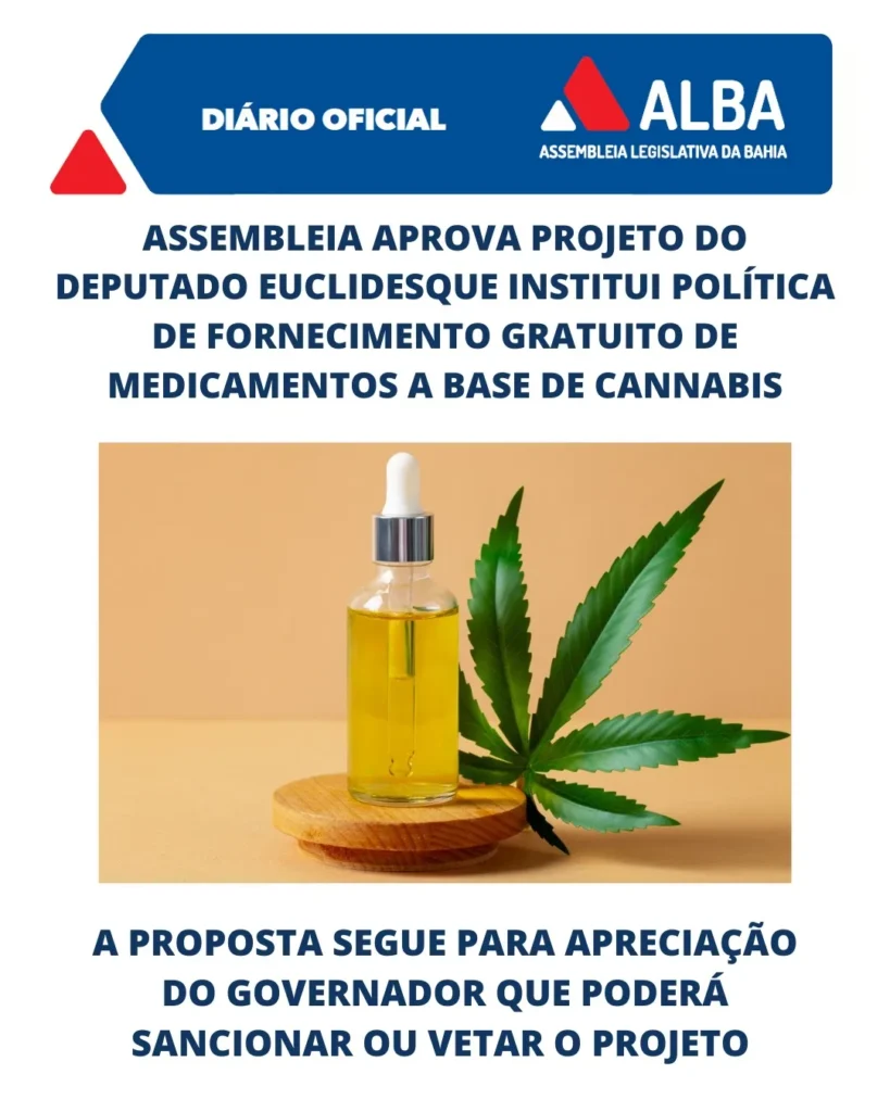Assembleia Legislativa da Bahia aprova projeto de Euclides Fernandes sobre fornecimento gratuito de medicamentos à base de canabidiol
