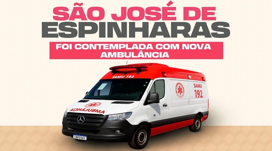 Prefeitura de São José de Espinharas é contemplada com nova ambulância do Samu